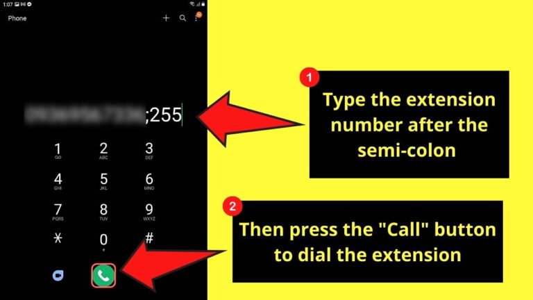 how to dial extension android